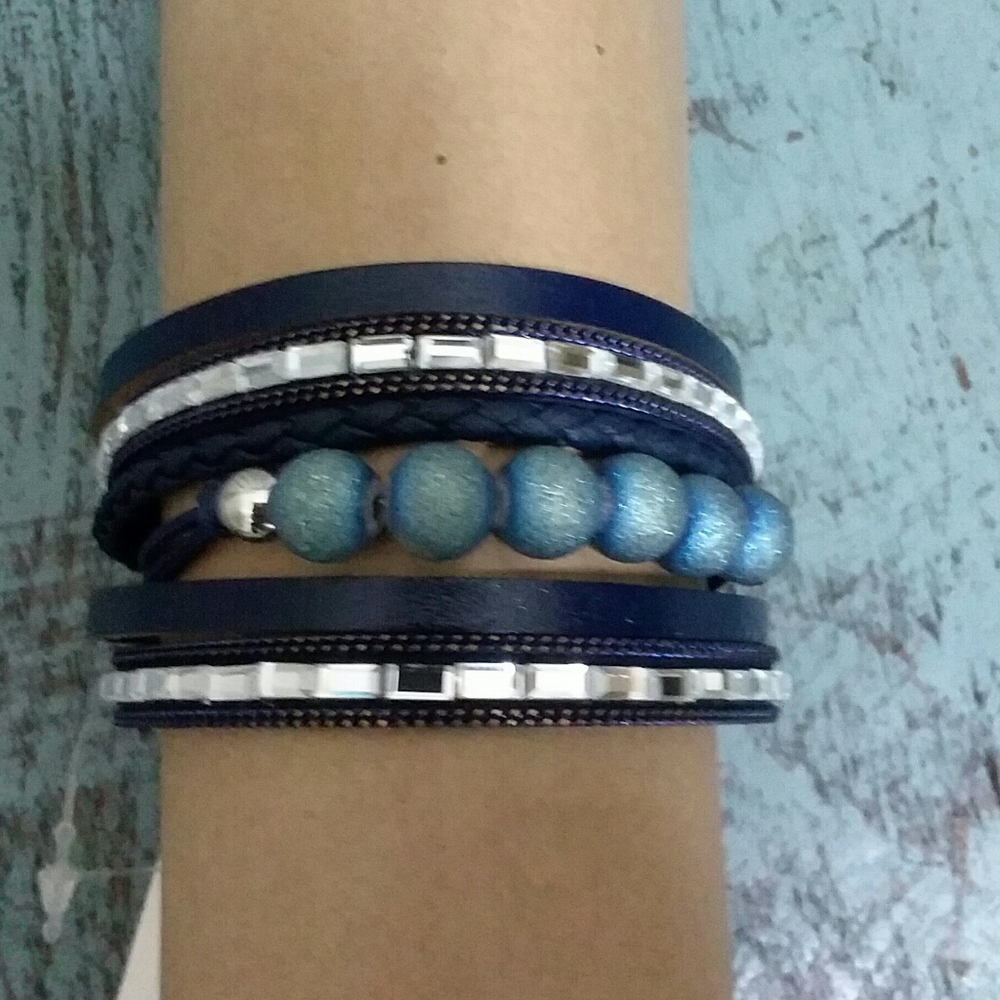 Faux leather Bracelet with BEADS